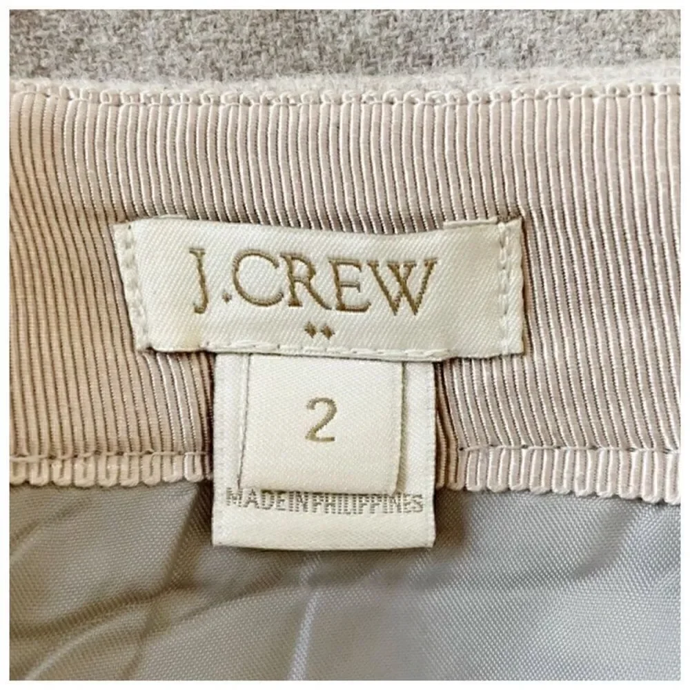 J. Crew Preppy Career Shirttail Wool Blend Mini Skirt In Stone Size 2